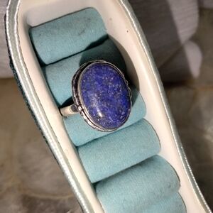 Genuine Lapis Silver Plated Ring